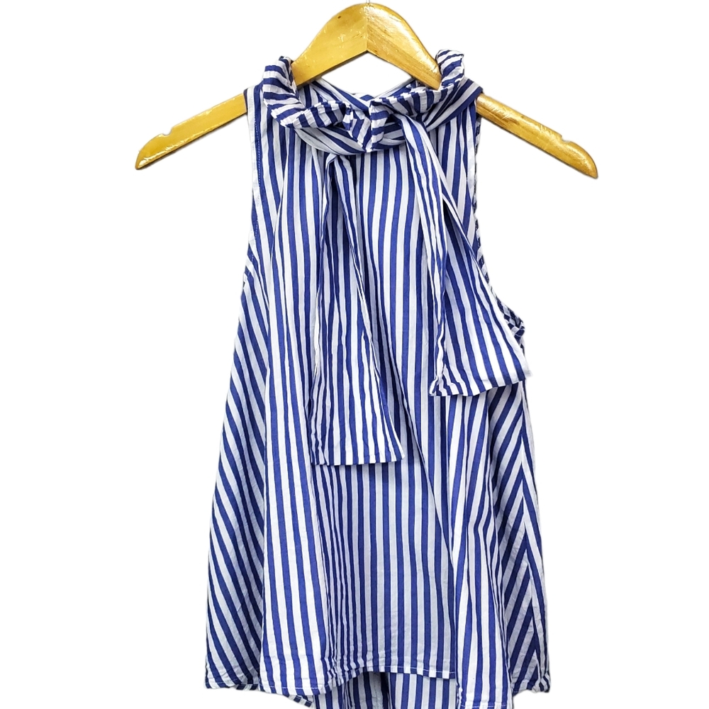 Tuckernuck Pomander Place Sleeveless Striped Blouse in Blue Size L